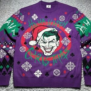 The Joker Sweater XXL DC Comics Ugly Christmas Crewneck Party Holiday Crewneck